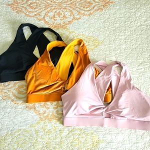 Fabletics sports bras, set of 3, NWT, pink black gold,  size 3X
